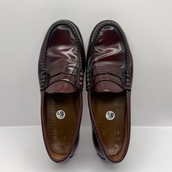 Sz 8.5 D BASS "BRADFORD" MAINE, USA Men's Burgundy Leather Shoes, Penny Loafers - Picture 3 of 10